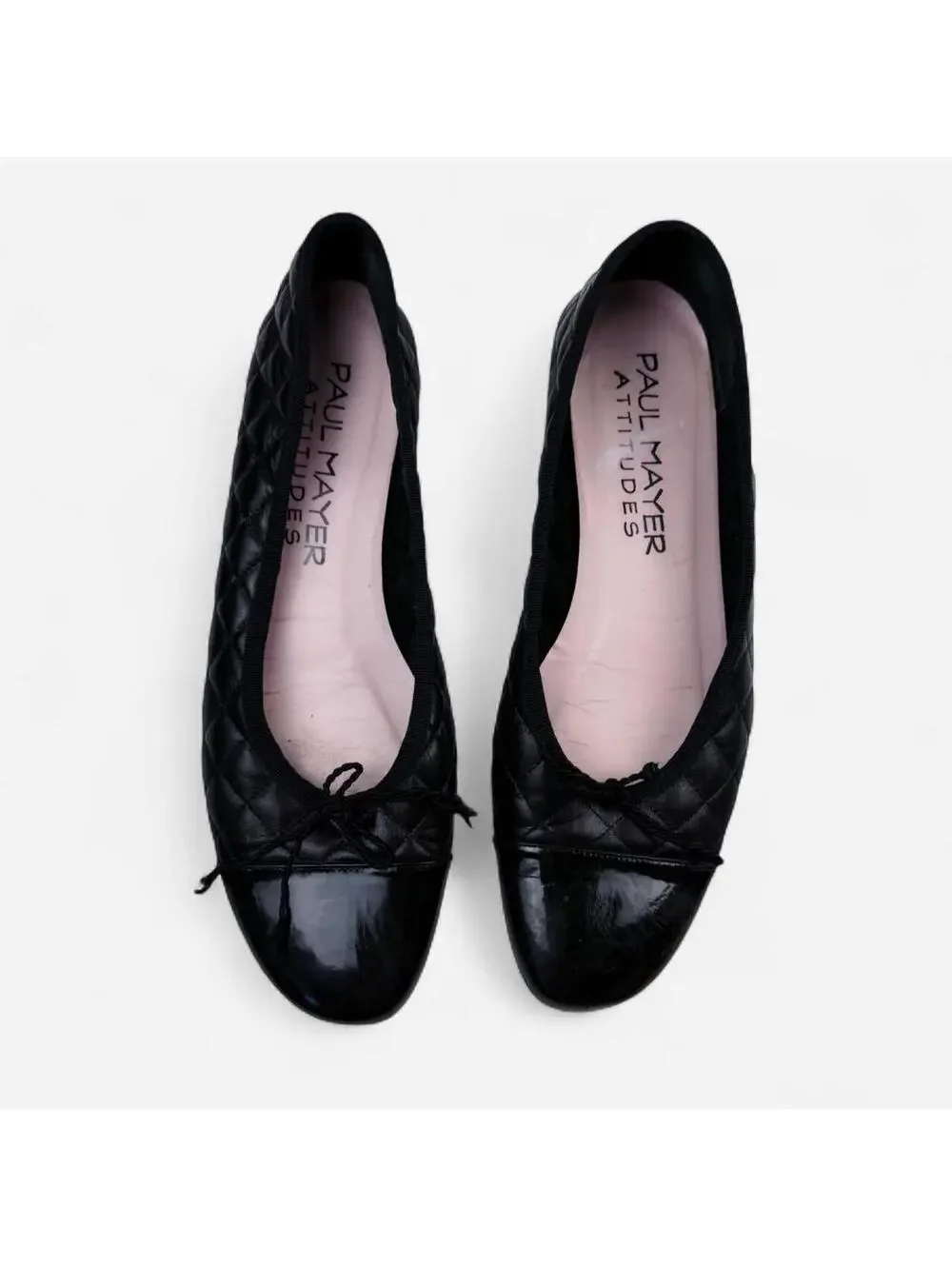 Paul Mayer Attitudes Quilted Cap Toe Bow Ballet Flats in Black